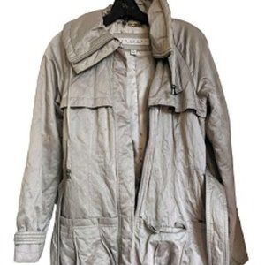 Laundry Shelli Segal silver trench flair jacket WORN ONCE!